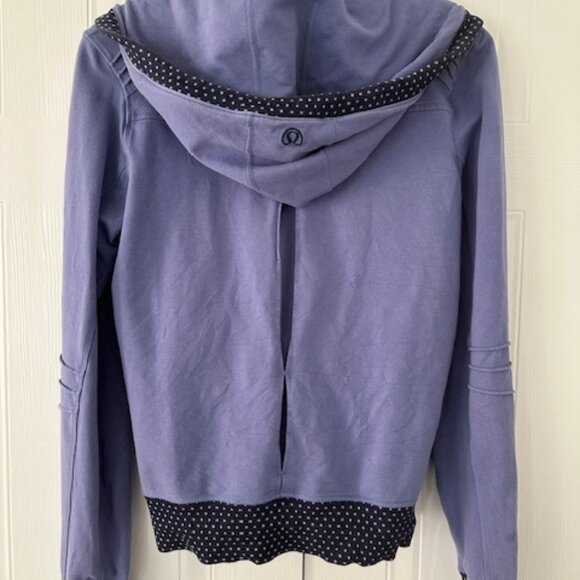 Lululemon hoodie, purple with navy polka dot trim, size 10 - Picture 3 of 5